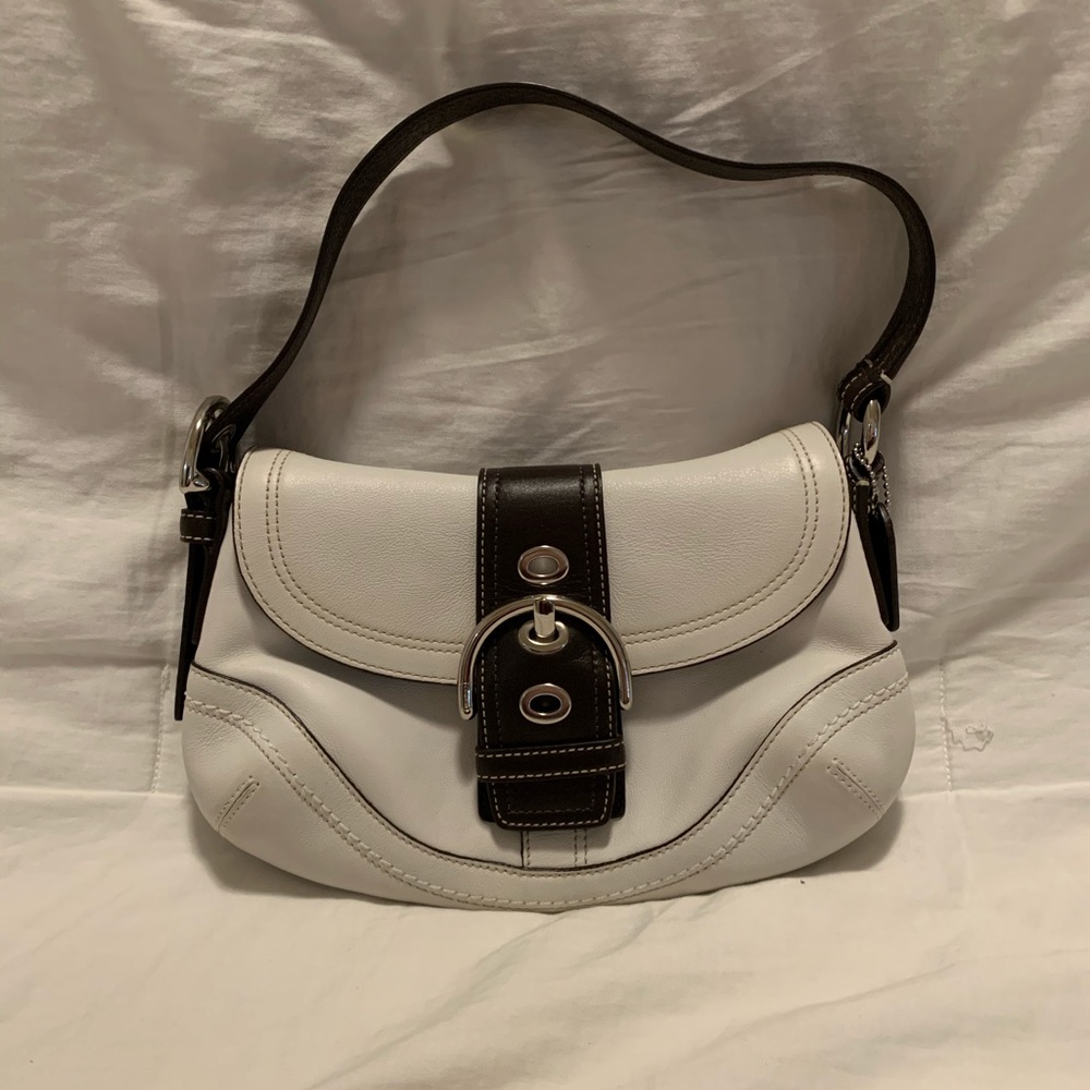 Coach brown and white satchel